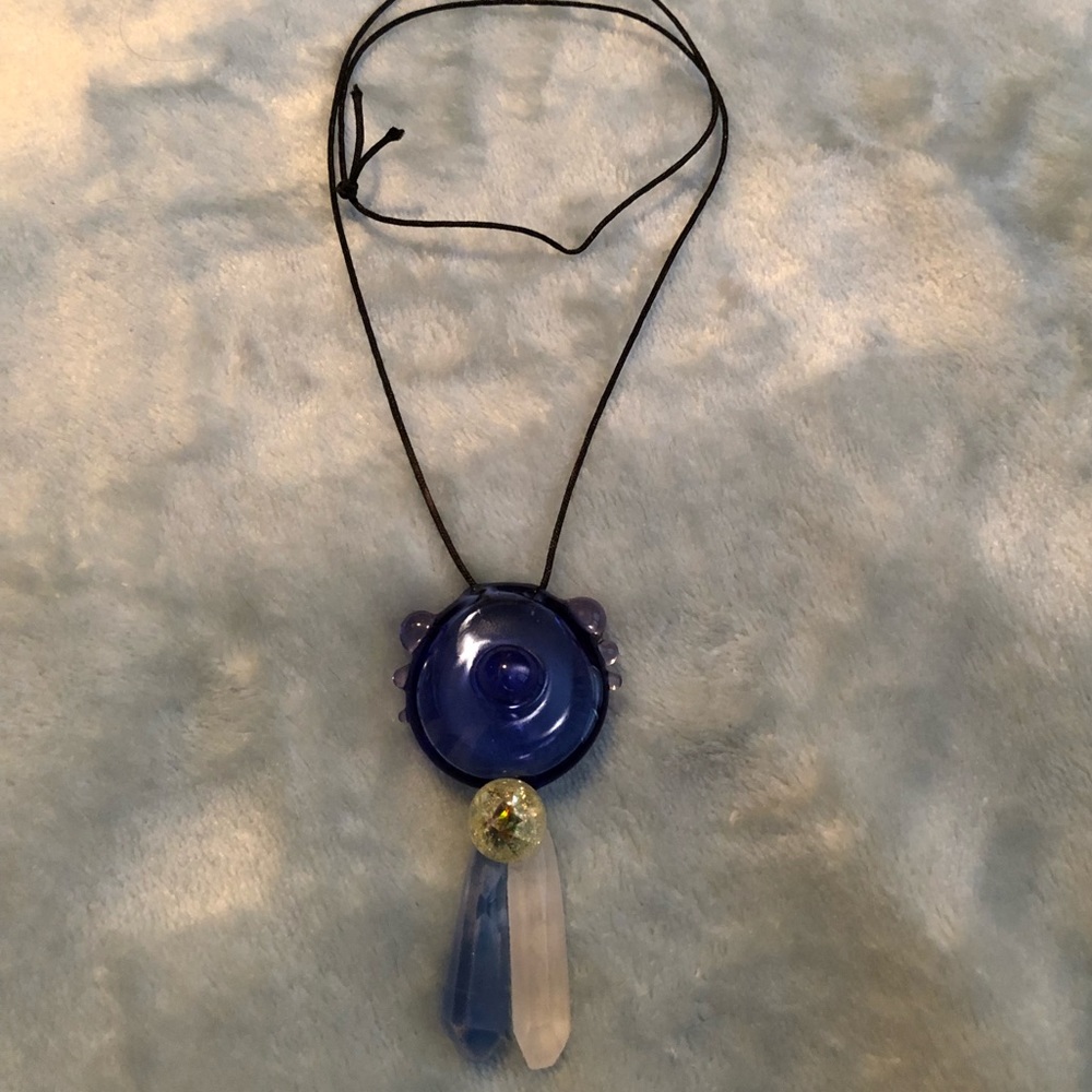 Handblown glass pendant with opal